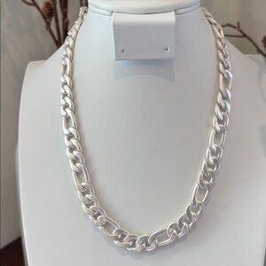 Laura Ford Choker Polished Silvertone thick chain & pearl post earrings set